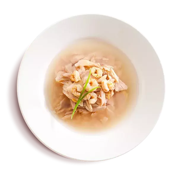 Flaked Yellowfin mix Skipjack Tuna with Shrimp EntrВes in Gravy plate